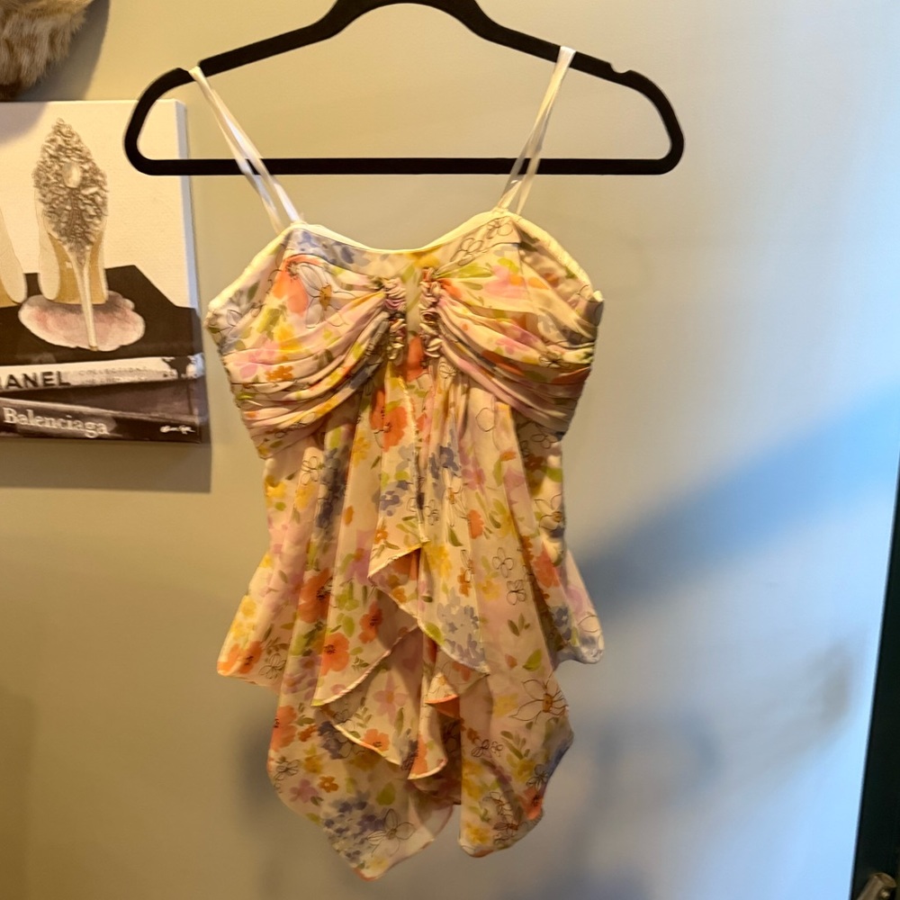 JILL STUART Floral Sweetheart Strapless Mini Dress with Ruffles Size 2/XS $228 - Picture 7 of 13
